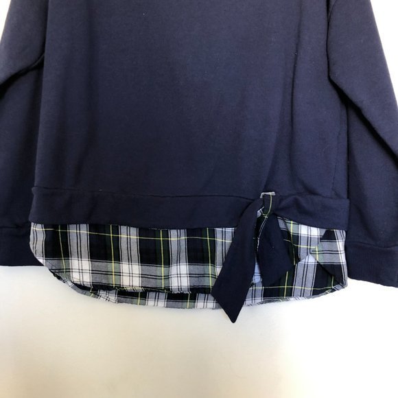 Sold Izod Navy Sweater With Plaid And Side Knot Detail Sweater/Sweat Shirt-Size - Picture 3 of 7